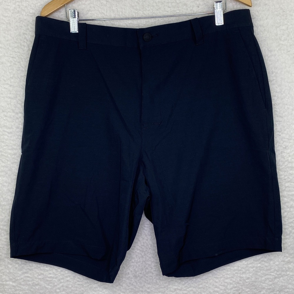 Banana Republic Mens Comfort Flat Front Shorts Navy Blue Stretch Wicking Size 38